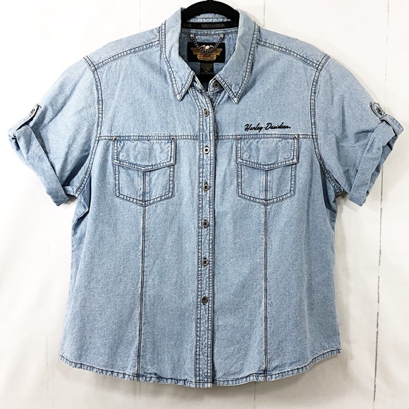 harley davidson womens denim shirt